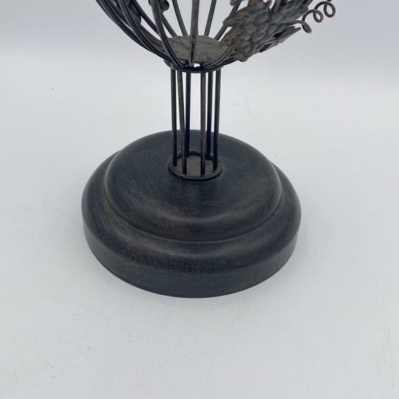Wine glass shape black metal cork collection holder w/ leaves and grapes 13” - Picture 4 of 9